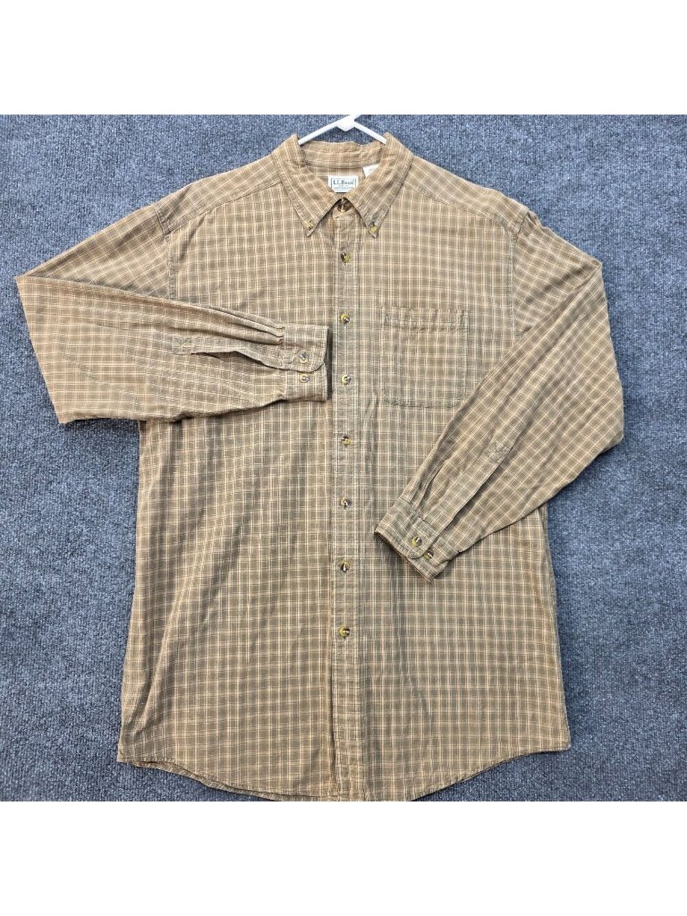 Vintage LL Bean Plaid Cotton Button Down Shirt L Tall Brown Heritage Granolacore